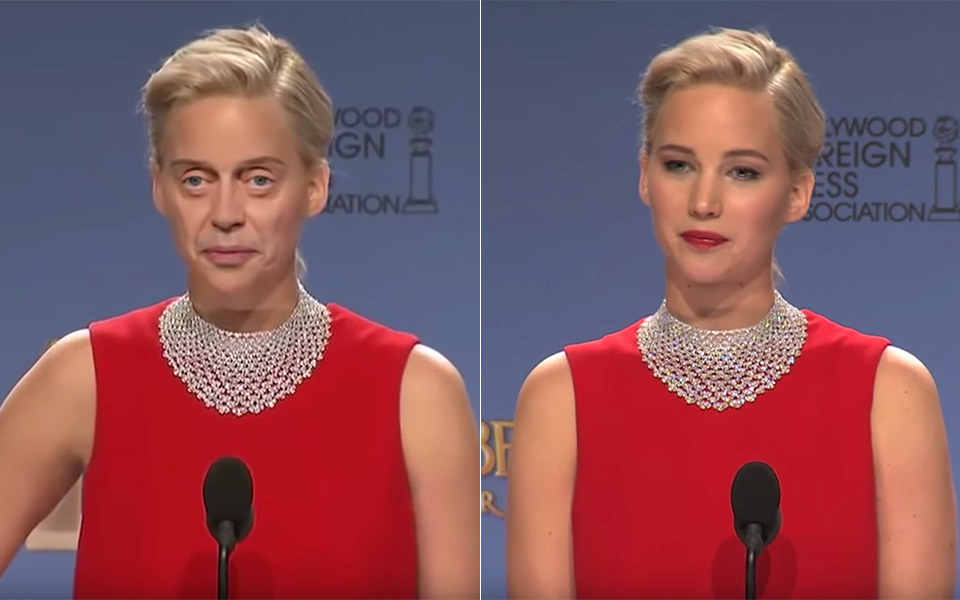 Il volto di Steve Buscemi "incollato" sula testa di Jennifer Lawrence